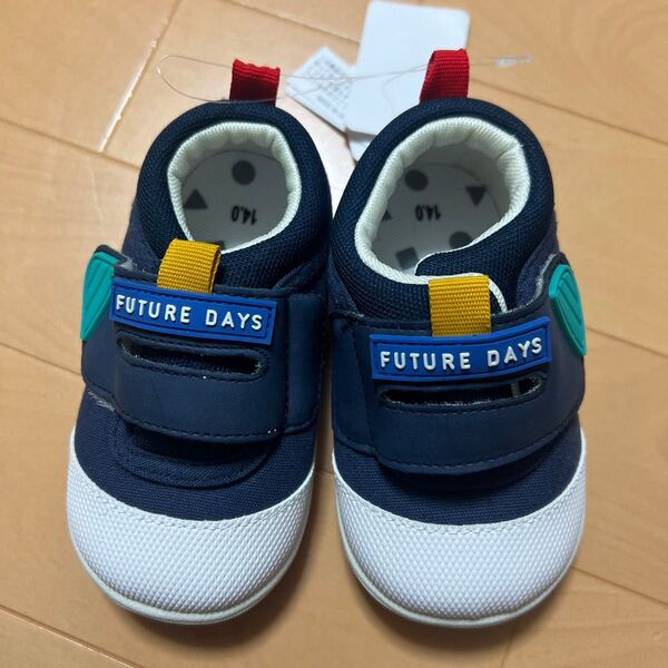 未使用タグ付き FUTURE DAYS ベビーシューズ 14.0cm ネイビー 未使用