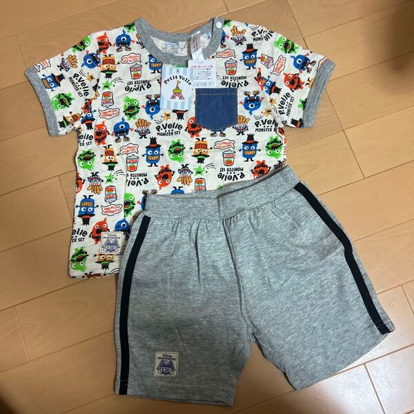 未使用タグ付き モンスター柄Tシャツ&ハーフパンツセット 100cm