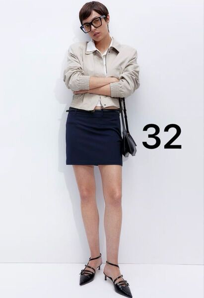 本日16時まで限定値下げ★ 新品 H&M スカート テーラード ミニスカート ネイビー オフィス レディース ボトムス