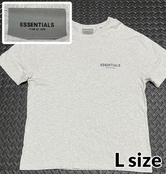 FEAR OF GOD FOG ESSENTIALS エッセンシャルズ ラバーロゴ 半袖Tシャツ グレー Lサイズ