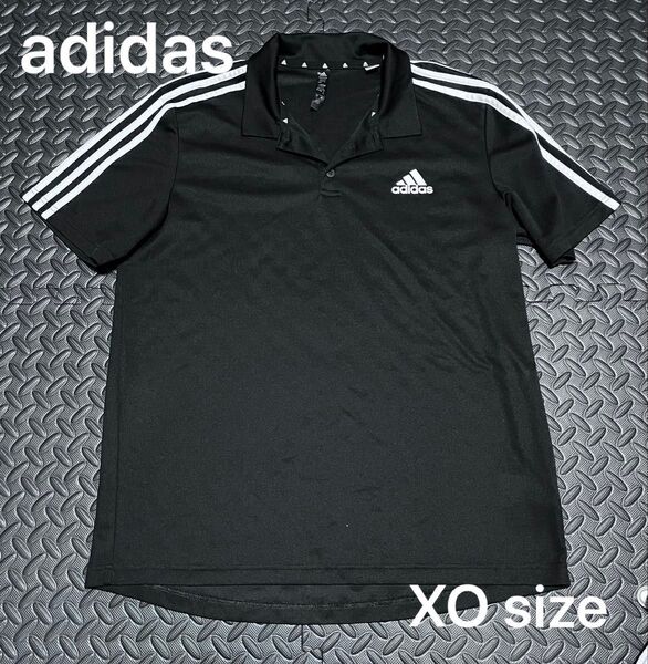 adidas アディダス ポロシャツ メンズXOサイズ 黒 スリーストライプ