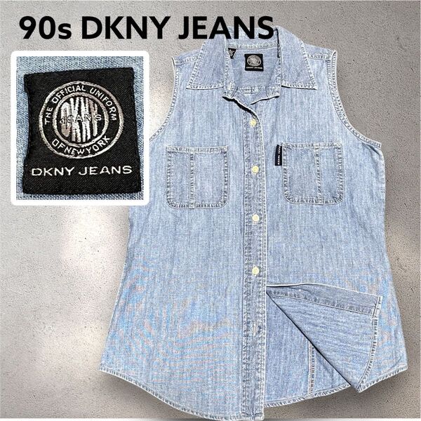 90s DKNY JEANS ダナキャラン ニューヨーク ノースリーブデニムシャツ