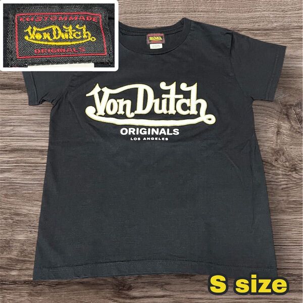 Von dutch ボンダッチ オリジナル Y2Kファッション ロゴ金縁 黒 Tシャツ Sサイズ
