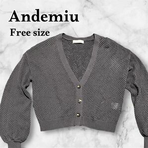Andemiu アンデミュウ 網ニット カーディガン