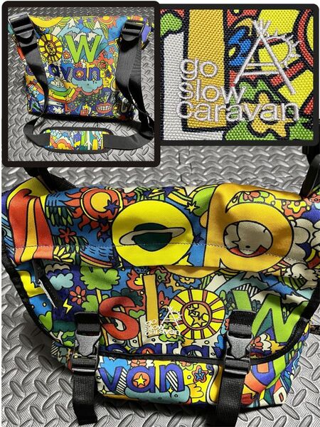 go slow caravan ゴースローキャラバン メッセンジャーバッグ ショルダーバッグ カラフル 総柄 派手 個性的
