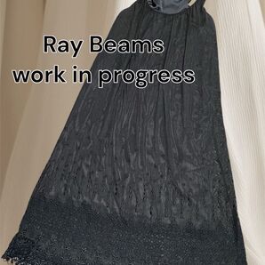 レイビームス Ray Beams レースワンピース フォーマル チュール ミモレ丈 ノースリーブ ブラック 黒 レディース