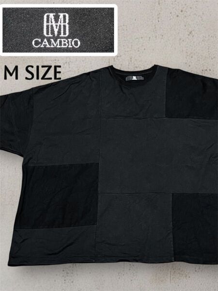 CAMBIO カンビオ 超ビッグシルエット 切り替えデザイン クルーネックTシャツ 黒