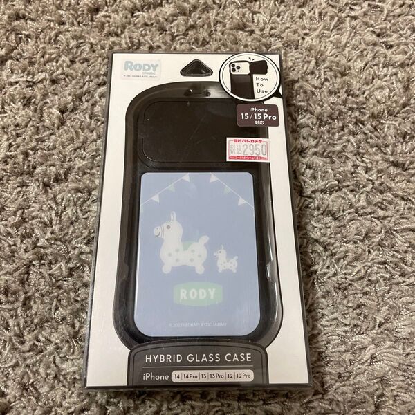ロディ iPhone 15/15Pro/14/14Pro/13/13Pro/12/12Pro 対応ハイブリッドガラスケース ブルー