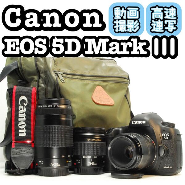 Canon EOS 5D mark Ⅲ フルサイズ トリプルレンズ 一眼レフ 超望遠300㎜ デジタル一眼レフカメラ デジカメ