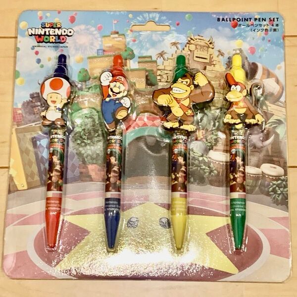 新品未使用 USJ 限定 スーパーニンテンドーワールド ボールペン4本セット ドンキーコングカントリー マリオ