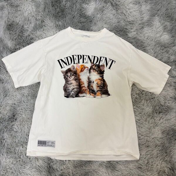 good night store ネコ柄Tシャツ INDEPENDENT ロゴ入り フリーサイズ