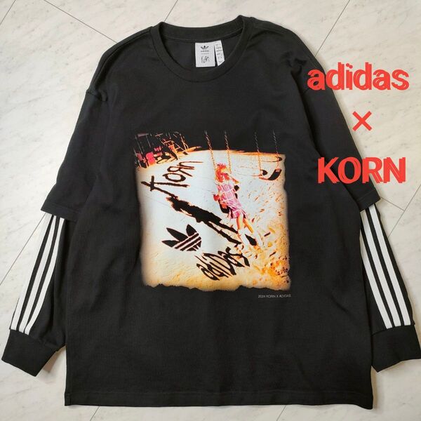 【adidas × KORN】コーン アディダス コラボ ロングスリーブ シャツ XL