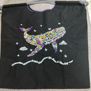 エコバッグ ナイロントートバッグ 刺繍 折りたたみ トートバッグ 軽量 ショッピングバッグ クジラ柄 バッグ ショルダーバッグ