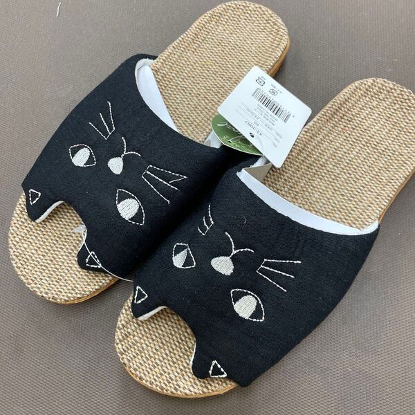 スリッパ ねこ ジュートサンダル 室内 屋外 サンダル ワンマイルサンダル Lサイズ 24cm 24.5cm