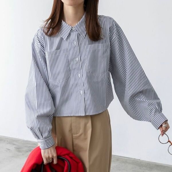 【未使用品】BONLECILL ボリュームスリーブクロップドシャツ