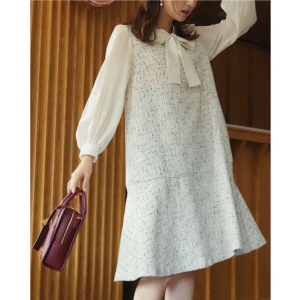 【美品】JILL BY JILLSTUART レイヤードミニワンピース ツイード