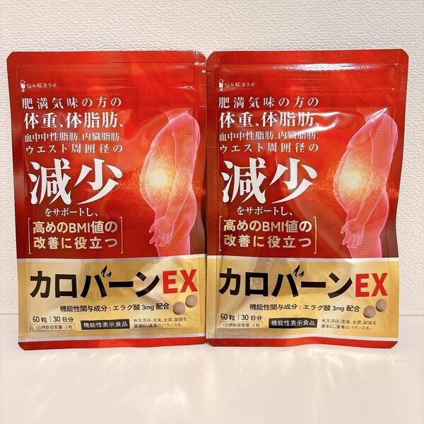 【2袋】カロバーンEX 肥満 体重 体脂肪 内臓脂肪 ウエストBMI値 αリポ酸
