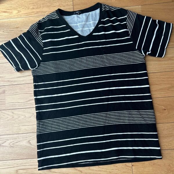 Sterny マリンボーダー ストライプ Vネック Tシャツ M 半袖