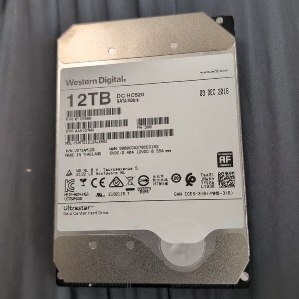 【正常/ご希望あればゲームデータ入でお届け】HGST WesternDigital Ultrastar DC HC520 12TB