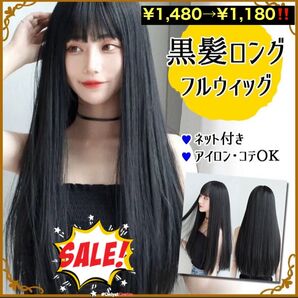 ウィッグ 黒髪 ロング ストレート ブラック 韓国 フルウィッグ アイロン コテ 大人気ウィッグ 女装 コスプレ 医療用ウィッグ