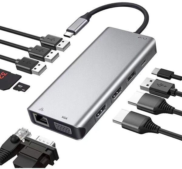 USBハブ 12in1 USB C ドッキングステーション4K HDMIトリプルディスプレイ