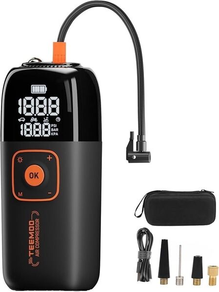 自転車 空気入れ 電動空気入れ バイク 車 自動停止 最大圧力150PSI 6000mAh FCC ROH 米式/仏式バルブ対応