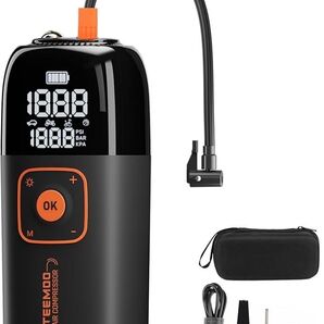 自転車 空気入れ 電動空気入れ バイク 車 自動停止 最大圧力150PSI 6000mAh FCC ROH 米式/仏式バルブ対応