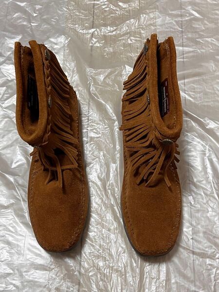 MINNETONKA フリンジブーツ ブラウン 7 スエード