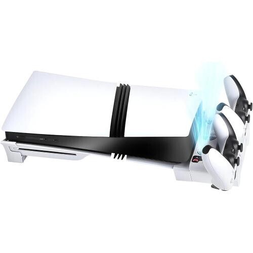 PS5_Pro冷却ファン 横置きスタンド コントローラー2台同時置くだけ速充電 3WAY PS5