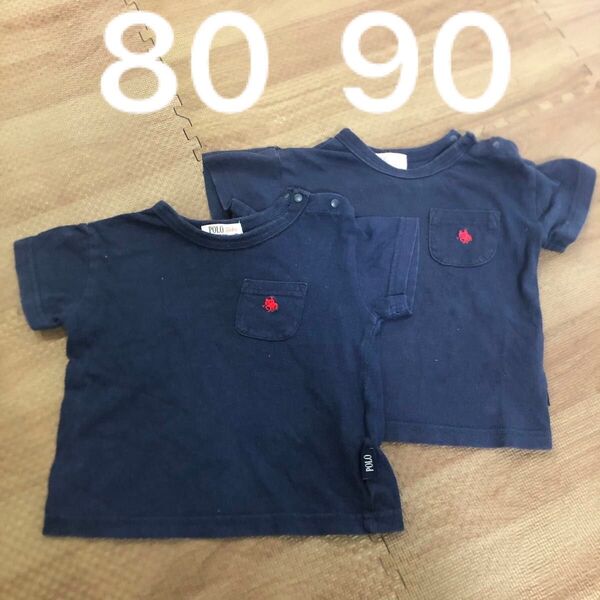 2点セット 80サイズ 90サイズ ポロ ベイビー 半袖 Tシャツ ネイビー 兄弟 姉妹 年子 双子 ツインズ