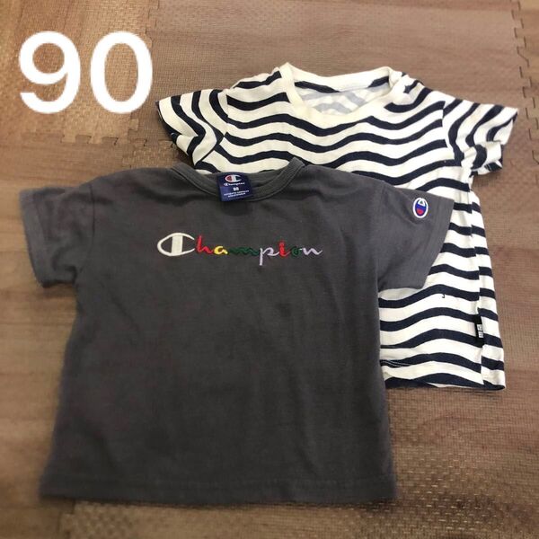 2点セット 90サイズ チャンピオン UNIQLO マリメッコ ユニクロ ボーダー 半袖 Tシャツ トップス 子供服 古着