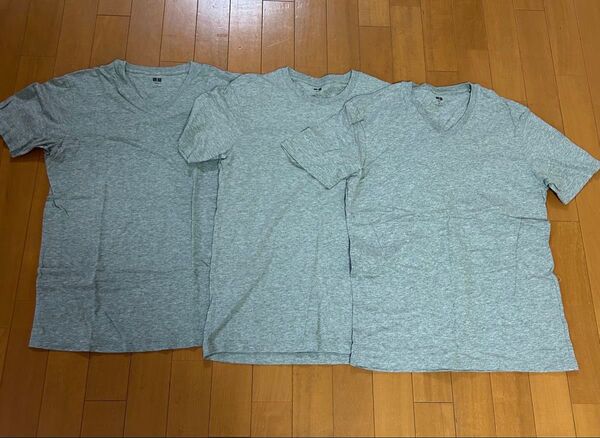 ユニクロ Vネック クルーネック スーピマコットンTシャツ 3枚セット グレー サイズS ほぼ未使用