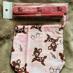 『新品』HusHusH シカ 巾着袋&箸・箸箱