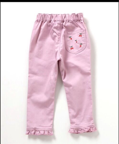 apres les cours アプレレクール フルーツ刺繍ポケットパンツ ピンク 120cm 10分丈