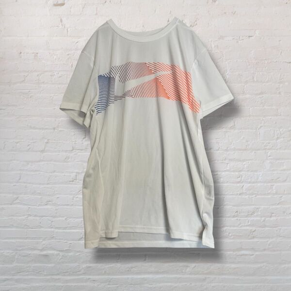 ナイキ NIKE ドライフィット ロゴ Tシャツ 半袖 クルーネック グラフィック 白 半袖Tシャツ 速乾 メッシュ【L】美品