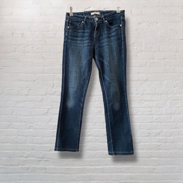 UNIQLO ユニクロ デニムパンツ ストレートデニム ネイビーブルー ストレッチ ジーンズ ジーパン【24inch W61】S