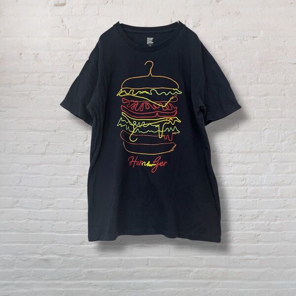 graniph グラニフ ハンバーガー柄 Tシャツ 半袖 ネイビー 紺色 ユニセックス 半袖プリントTシャツ 【M】