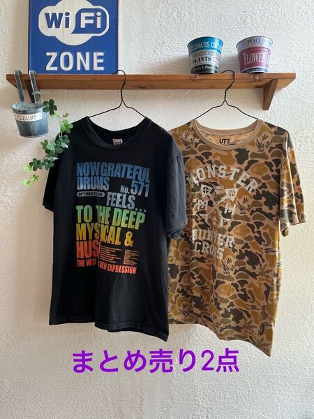 メンズ Tシャツ まとめ売り2点 プリントT Sサイズ Mサイズ 半袖 半袖Tシャツ UNIQLOなど ユニクロ ジュニアT