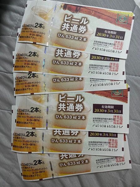 ビール共通券 6枚 未使用