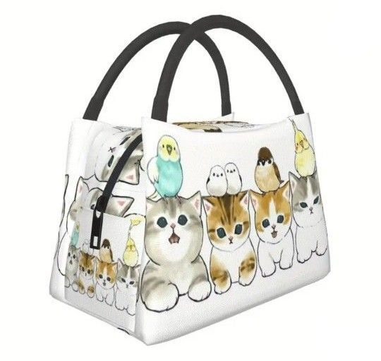 猫ちゃん 保冷バッグ 保温バッグ ランチバッグ エコバッグ ハンドバッグ 小鳥柄