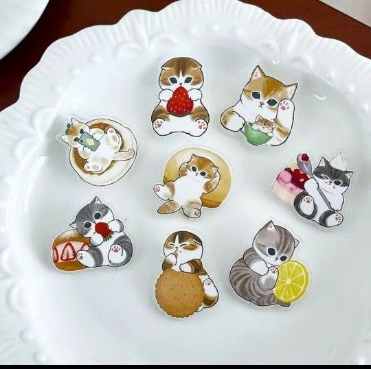 モフサンド 猫ちゃん アクリルバッチ バッジ 8個セット ピンバッジ【A】