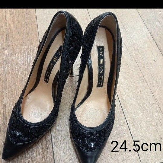 【美品】コメックス COMEX ハイヒール グリッター ブラック24.5㎝