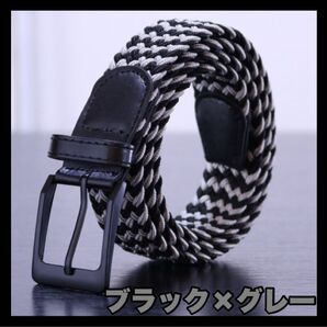 新品未使用 ベルト メッシュベルト メッシュ ゴルフ ブラック ツートン ビジネス 黒 灰
