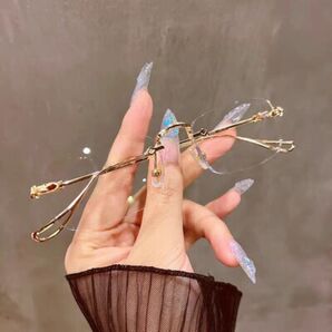 新品未使用 伊達メガネ リムレス メガネ スクエア 透明 オシャレ レディース メンズ