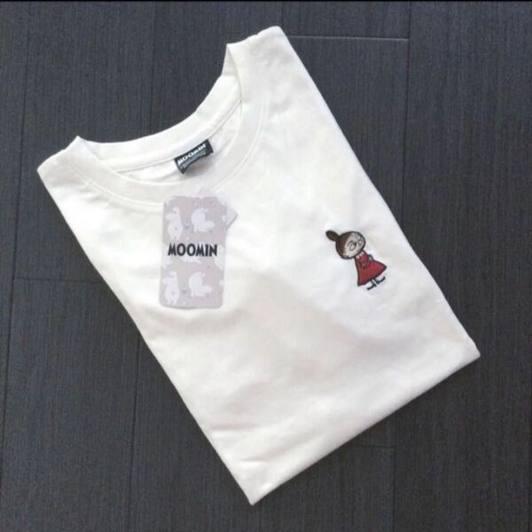 MOOMIN ミー刺繍 七分袖Tシャツ ホワイト Lサイズ