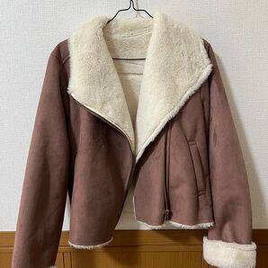 フェイクスエードジャケット ボア ブラウン