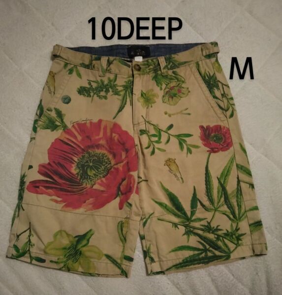 10DEEP テンディープ 花柄 ショートパンツ ハーフパンツ メンズ M ベージュ 厚手 春 夏 秋
