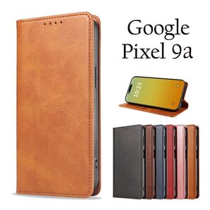 Google Pixel 9aケース グーグルピクセル8a ベルトなし マグネット 手帳型:ライトブラウン