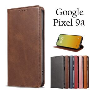 Google Pixel 9aケース グーグルピクセル8a ベルトなし マグネット 手帳型:ブラウン