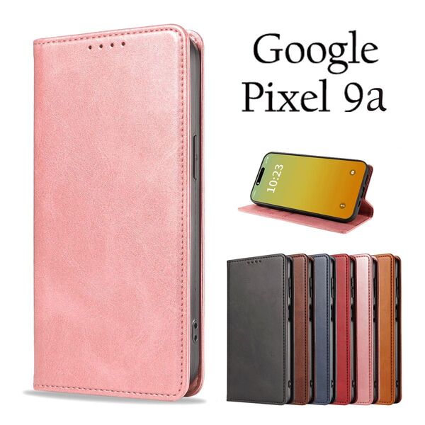 Google Pixel 9aケース グーグルピクセル8a ベルトなし マグネット 手帳型:サテンライトピンク